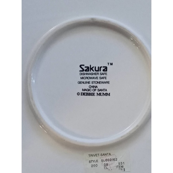 Vintage Sakura Trivet Magic of Santa Holiday Mugs Christmas Trees Stars Cardinal - Picture 3 of 3